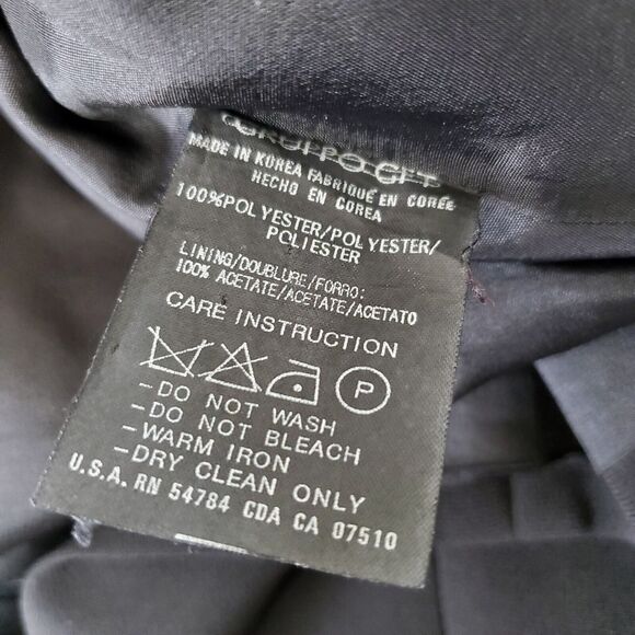 Emanuel Ungaro Womens Blazer Petite Size 8 Black Hidden Button Up Jacket - Picture 10 of 10